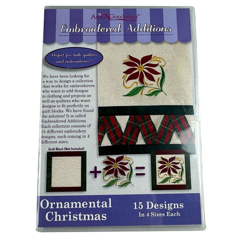 Anita Goodesign Embroidered Additions Ornamental Christmas Embroidery Design CD